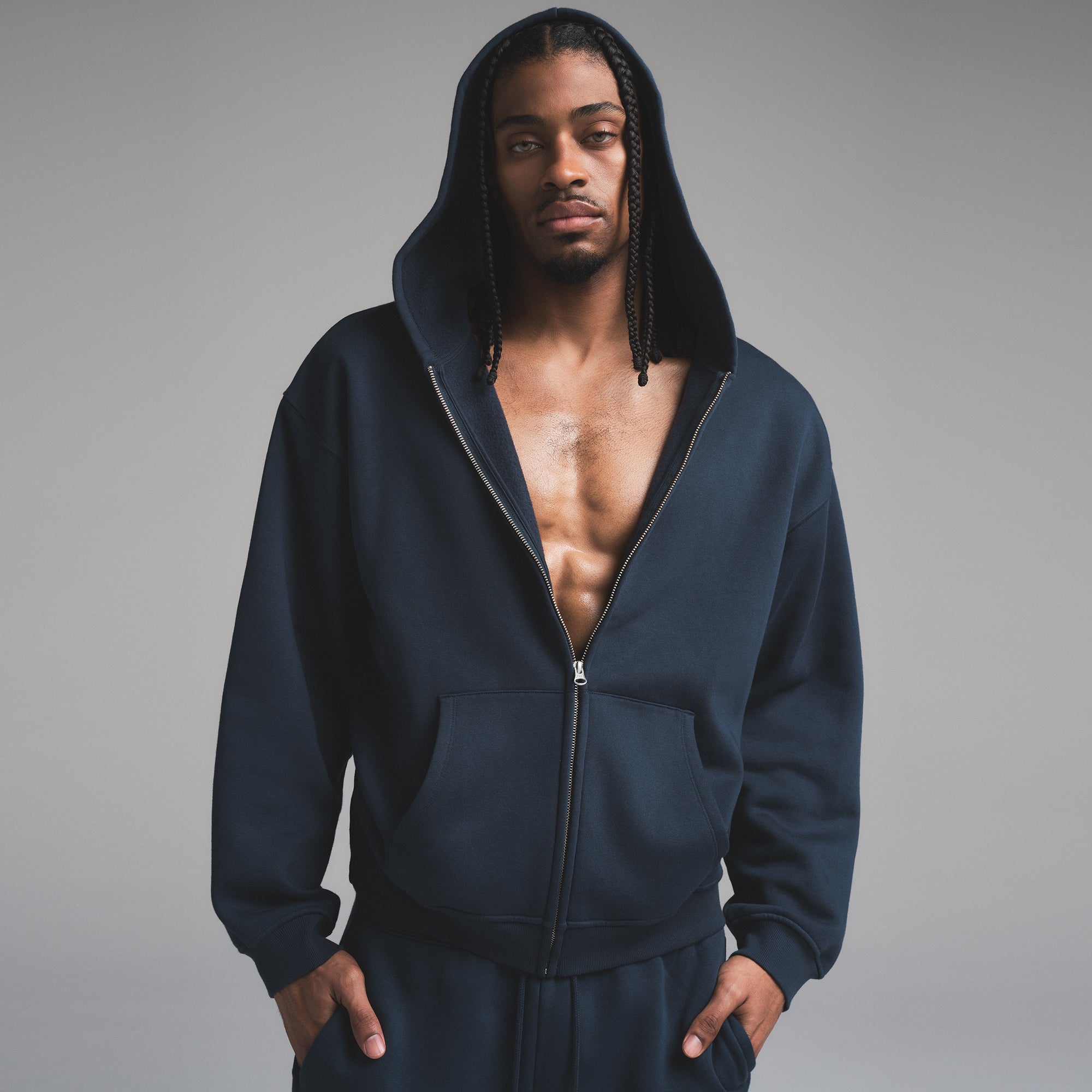 Mens Relaxed Zip Up Hoodie - Image 3
